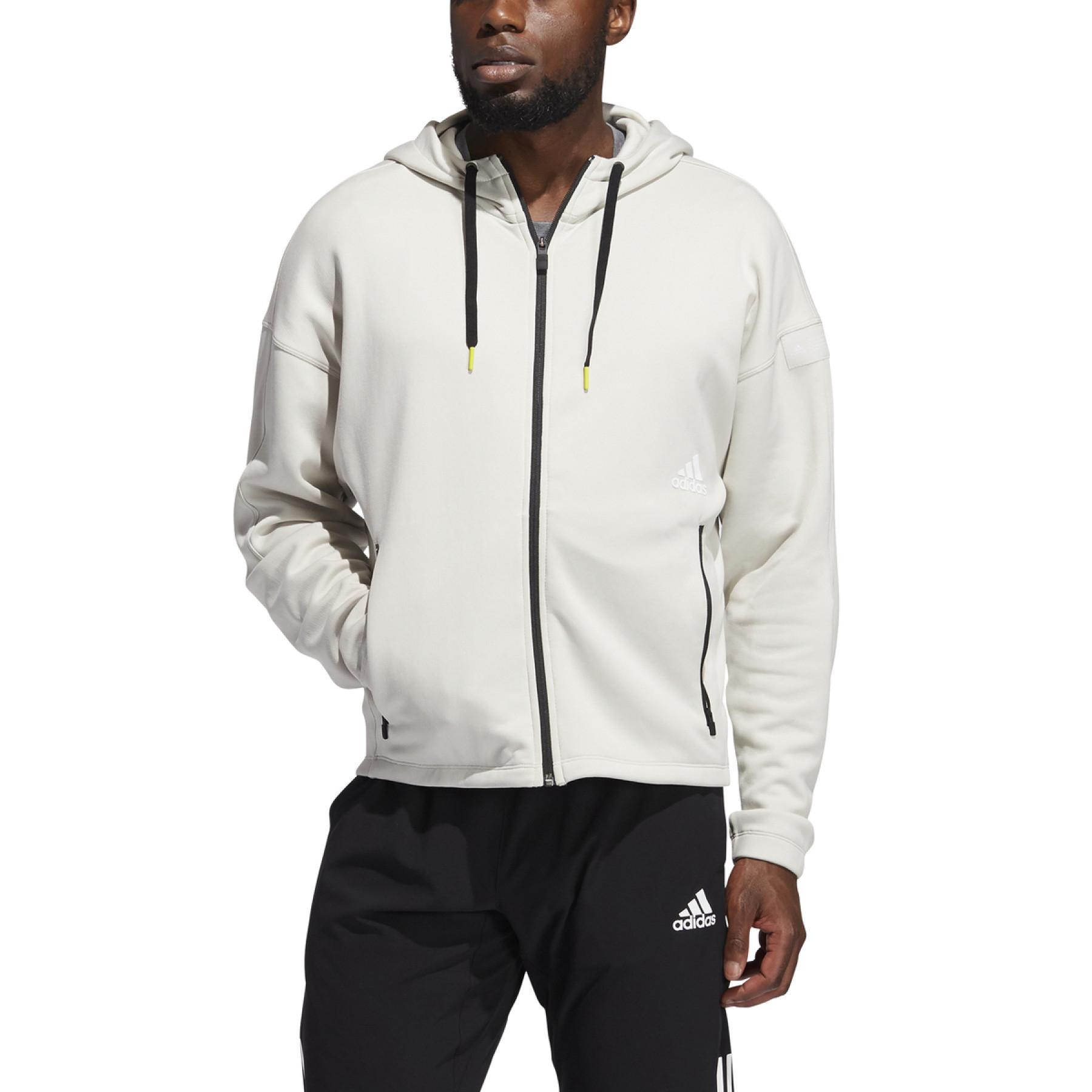 Sweatshirt med huva adidas Studio Tech Full-Zip