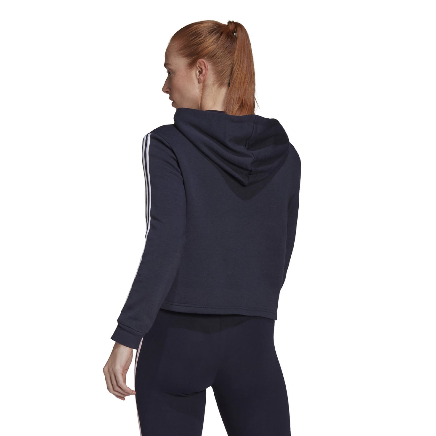 Kort sweatshirt med huva för kvinnor adidas Essentials Logo Colorblock Fleece