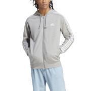 Fleece sweatshirt med huva och dragkedja adidas Essentials 3-Stripes